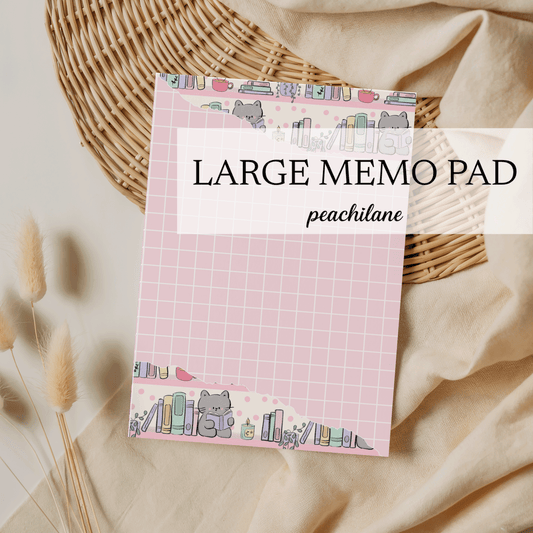 Cat Bookshelf Large Memo Pad