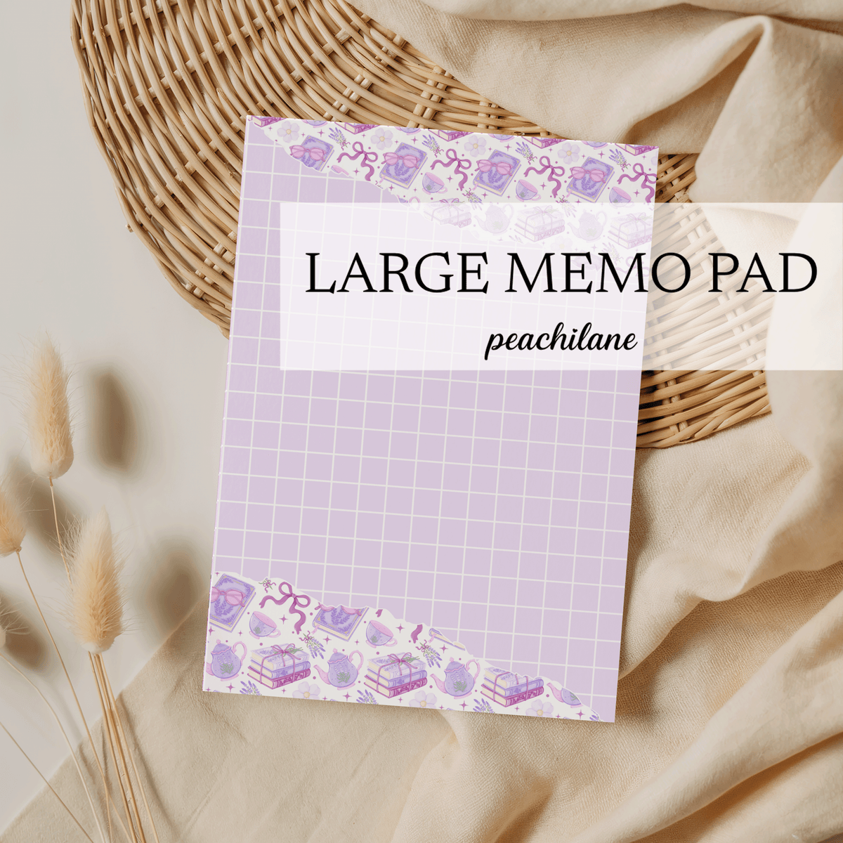 Lavender Books White Large Memo Pad