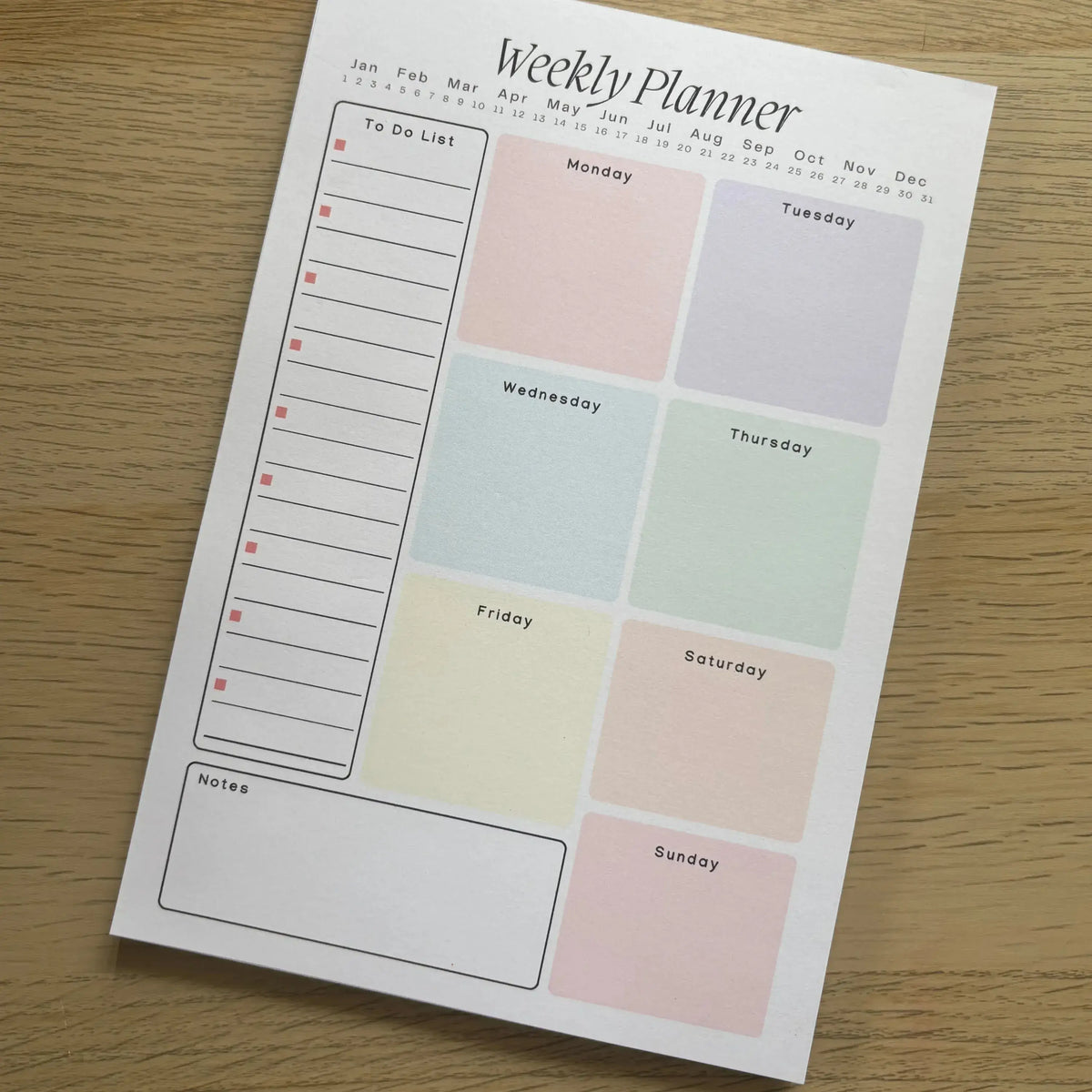 Pastel Weekly Planner Notepad